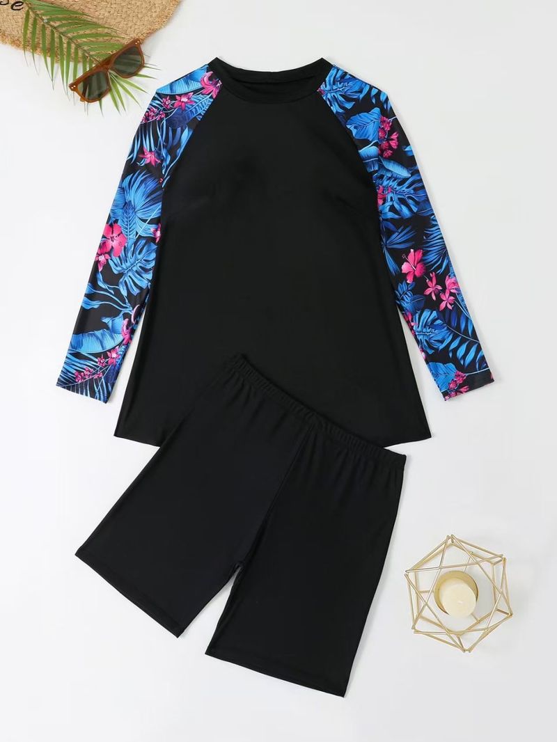 2025 New Sexy Plus Size High Waist Two-Piece Long Sleeve Women's Swimsuit_voghion.com