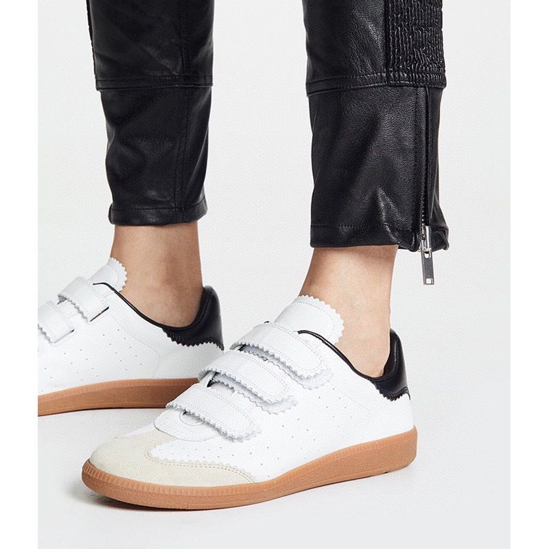 2024 Spring New Top Leather Niche Velcro Thick Bottom Casual Board Round Head Little White De Xun Women's Shoes_voghion.com