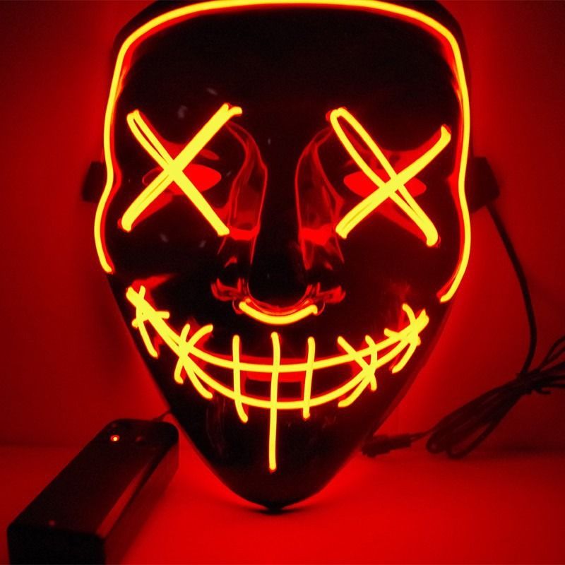 Glowing Black V Mask Cool Cold Light Halloween Mask Ghost Steps Glowing Mask_voghion.com