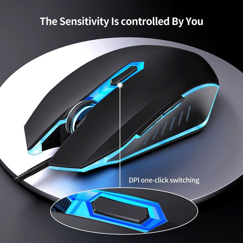 Wired Luminous Colorful Breathing Lights Anti-slip Roller High Sensitivity DPI Adjustable 4 Buttons USB Optical Gaming_voghion.com