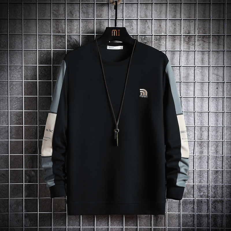 Rundhalsausschnitt im Frühjahr und neue locker sitzende Kleidung im Herbst, trendiges lässiges Unterhemd, Sport-Hoodie für Männer_voghion.com