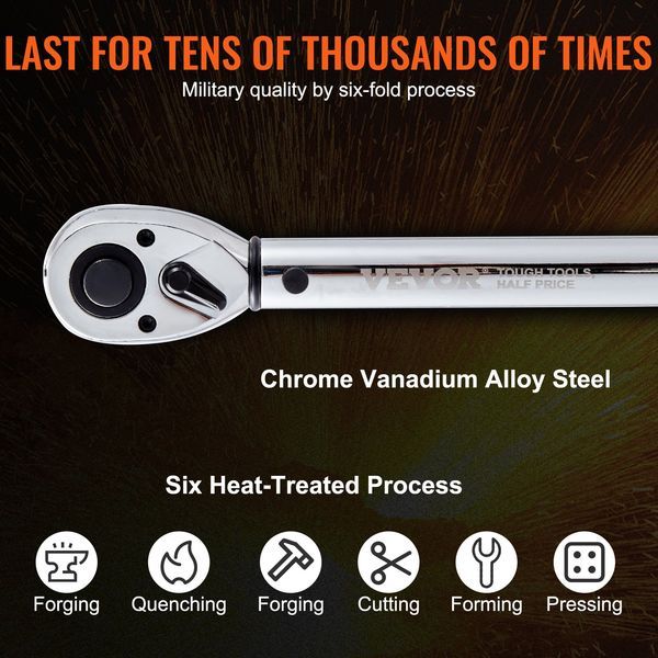 Torque Wrench, 1/2-inch Drive Click Torque Wrench 20-250ft.lb/34-340n.m, Dual-Direction Adjustable Torque Wrench Set, Mechanical Dual Range Scales_voghion.com