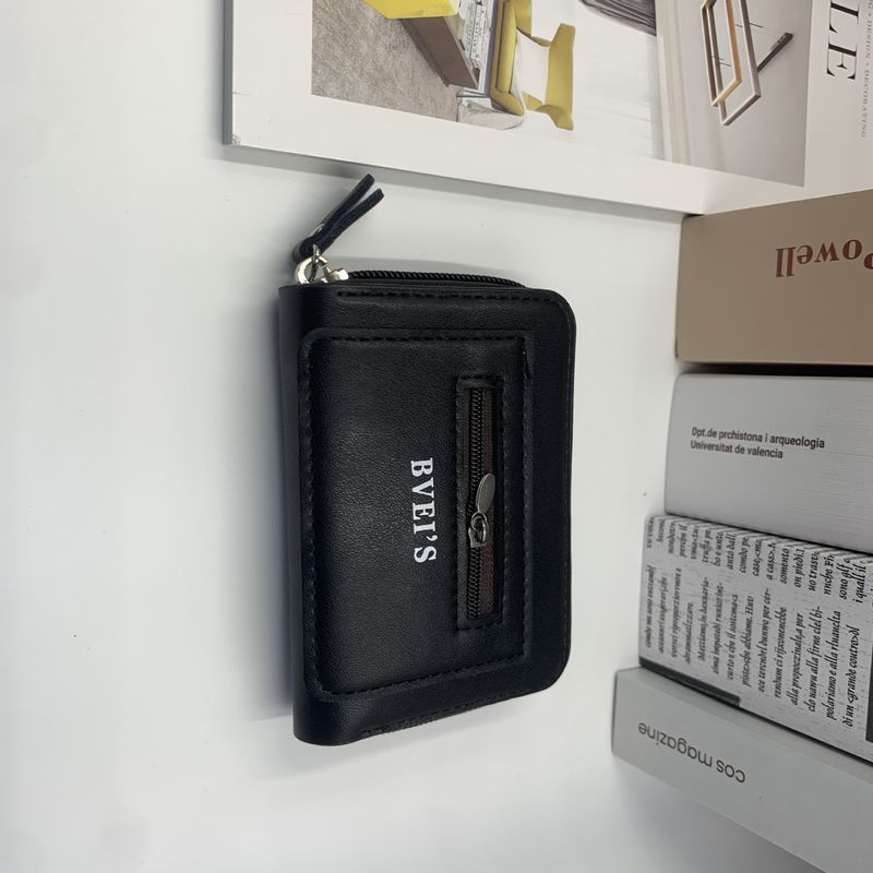 Cartera clásica a la moda para hombre, tarjetero, tarjetero de órgano, bolso para documentos de PU, cartera duradera con múltiples ranuras y cremallera a la moda_voghion.com