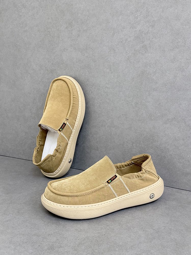 New Summer Men's Lightweight Thick Comfortable Canvas Soft Sole Breathable Casual Shoes Slip-On Loafers_voghion.com