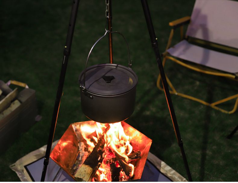 Set da campeggio per picnic all'aperto, singolo, in lega di alluminio, sospeso, per 5-8 persone, per cucinare in modo selvaggio, grande, pentola_voghion.com