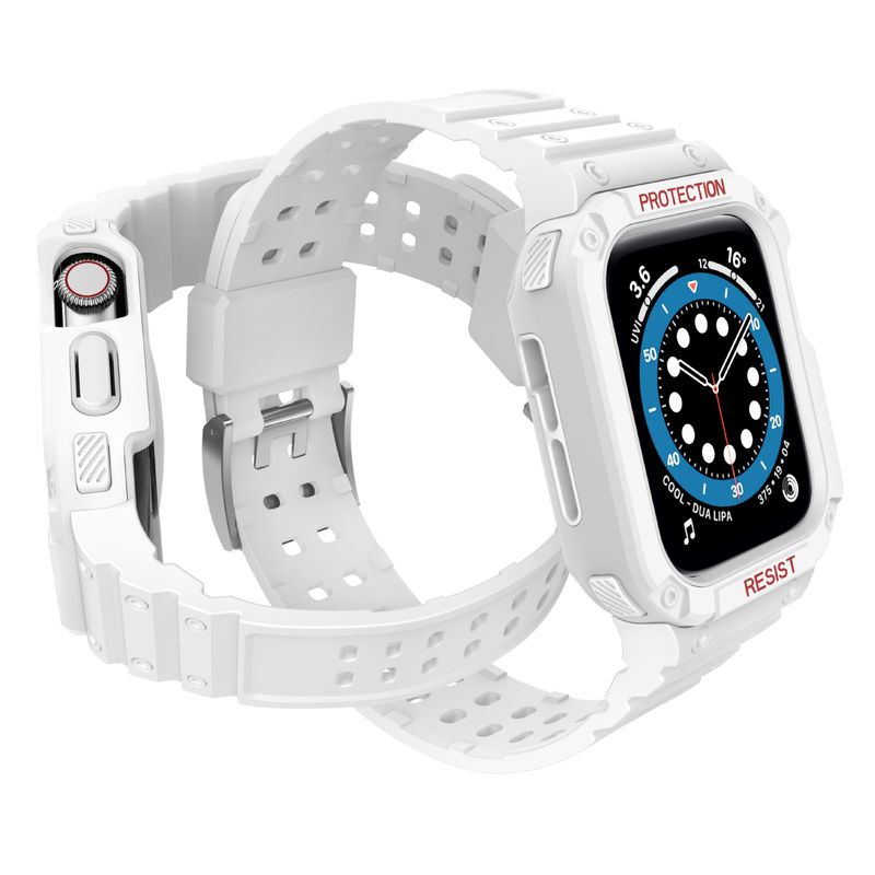 Suitable for Apple Watch integrated strap iwatch contrast color silicone strap wholesale TPU + PC shell_voghion.com