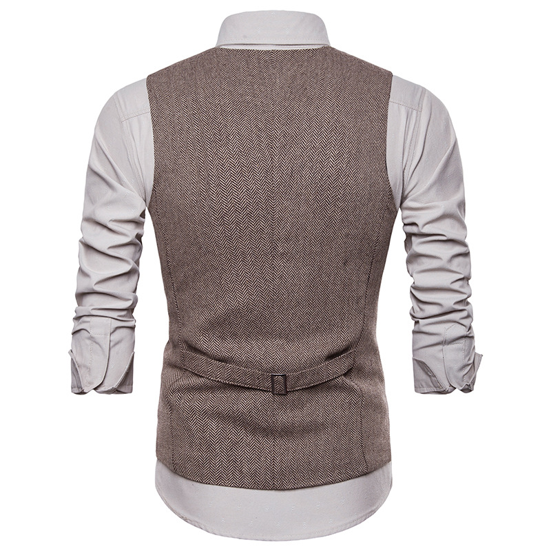 Giacca da uomo stile gilet monopetto a spina di pesce M49_voghion.com