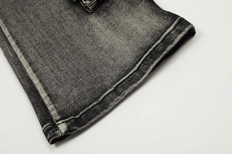 Jeans cargo patchwork effetto consumato da uomo e da donna – Pantaloni in denim oversize a zampa con orlo grezzo (S-L, nero)_voghion.com