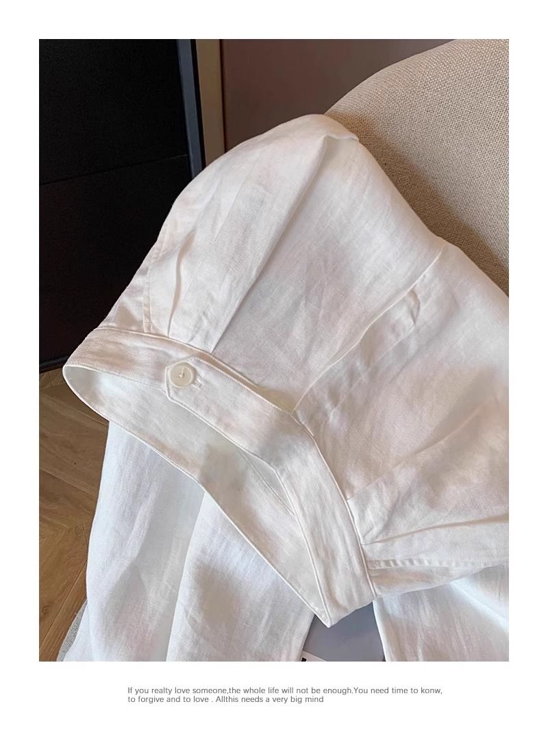 Weite Leinenhose für Damen in Weiß – Hohe Taille, fließende Hose mit geradem Bein für den Sommer, lässig und stylisch_voghion.com