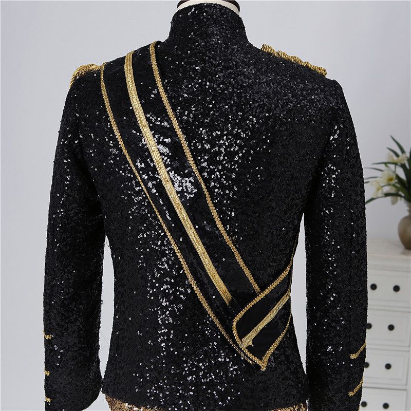 Îmbrăcăminte bărbătească cu paiete, costume de spectacol, banchet, invitat, cântăreț rock, îmbrăcăminte cu guler înalt_voghion.com