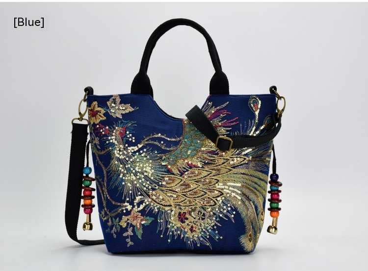 Sac à main de style ethnique brodé grande capacité bandoulière sac à bandoulière rétro toile brodée sac à main à bandoulière unique pour femme_voghion.com