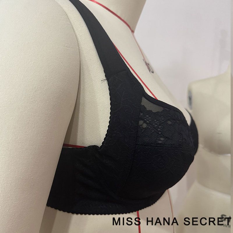 Plus Size Lace Underwire Bra With Wide Straps - Push Up & Full Coverage - Comfortable & Breathable - Available In Black, White, Nude (Sizes 80D-110F)_voghion.com