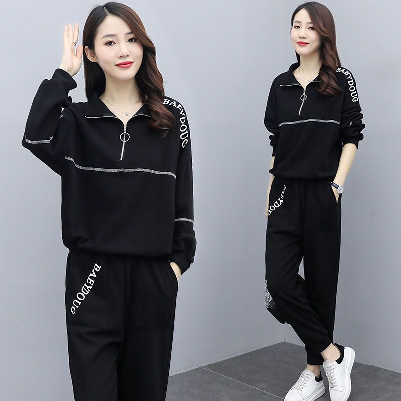 100kg Plus Size Women's Clothing For Chubby Sisters 2025 New Spring And Autumn Loose Zipper Stylish Youthful Two-Piece_voghion.com