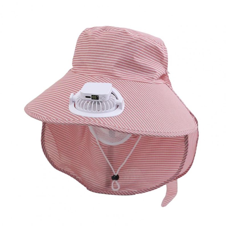RYYD Gestreepte Bucket Hat - Ingebouwde ventilator|UV 50+|Nekflap_voghion.com