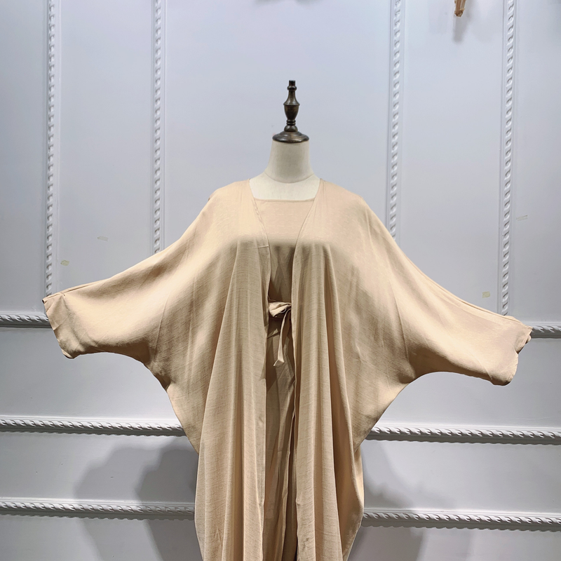 Women's clothing Muslim women's burqa Turkish cardigan robe solid color three-piece set muslim abaya_voghion.com