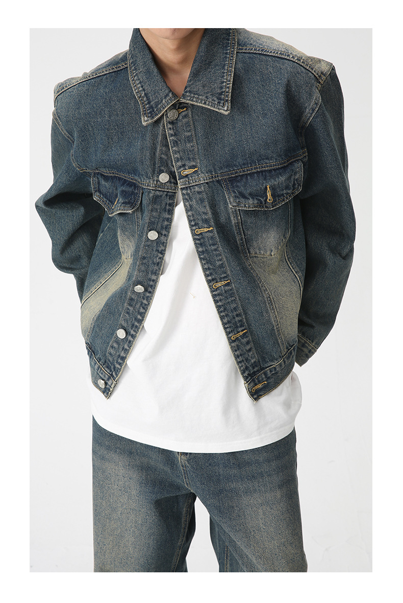 Herre vårlig denimbukser, jakke, dress, vintage_voghion.com