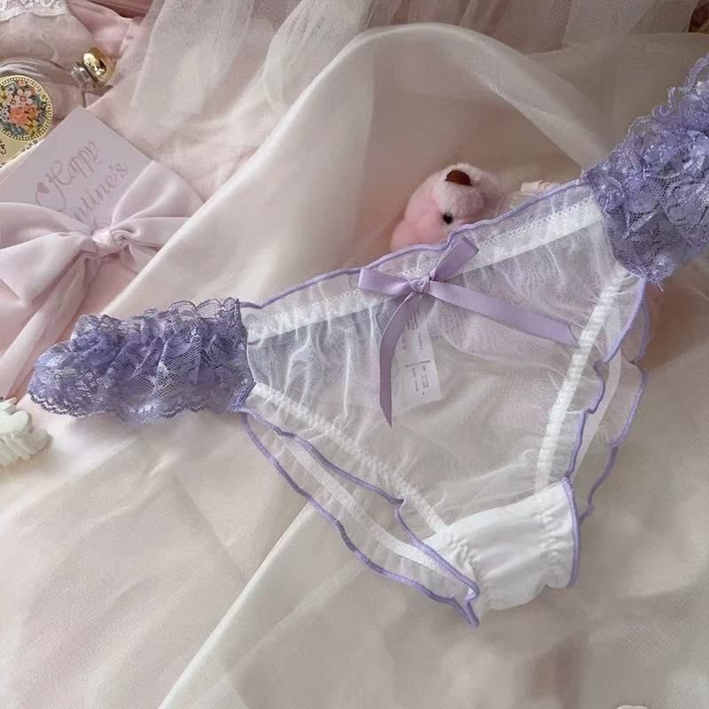 LuvBox Rose Red Temptation Charm giapponese e coreano elastico a vita bassa sexy mesh Pure Desire pizzo triangolo mutandine da donna_voghion.com