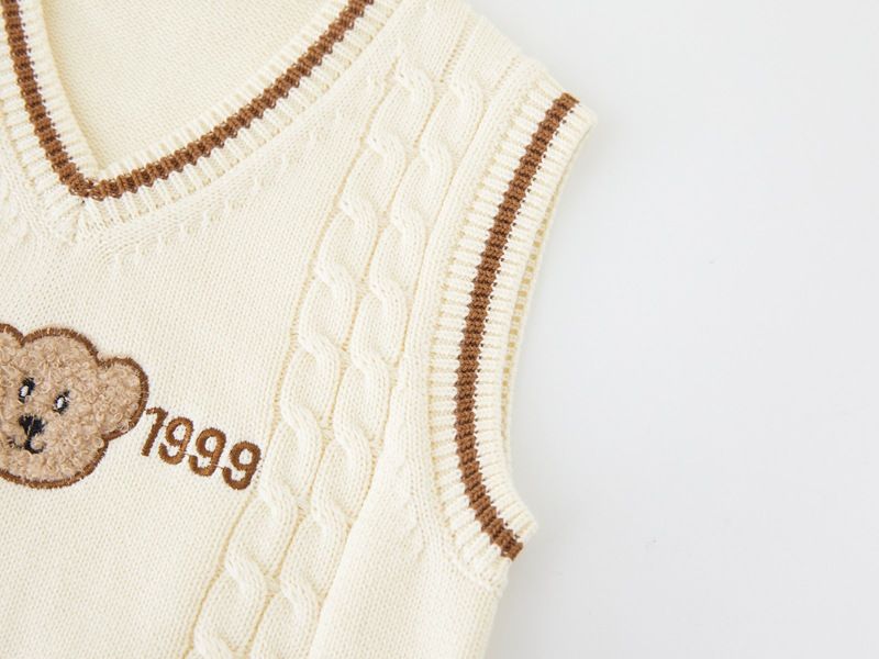 Gilet en tricot brodé de dessins animés pour filles – Uniforme scolaire printemps-automne (80-140 cm)_voghion.com