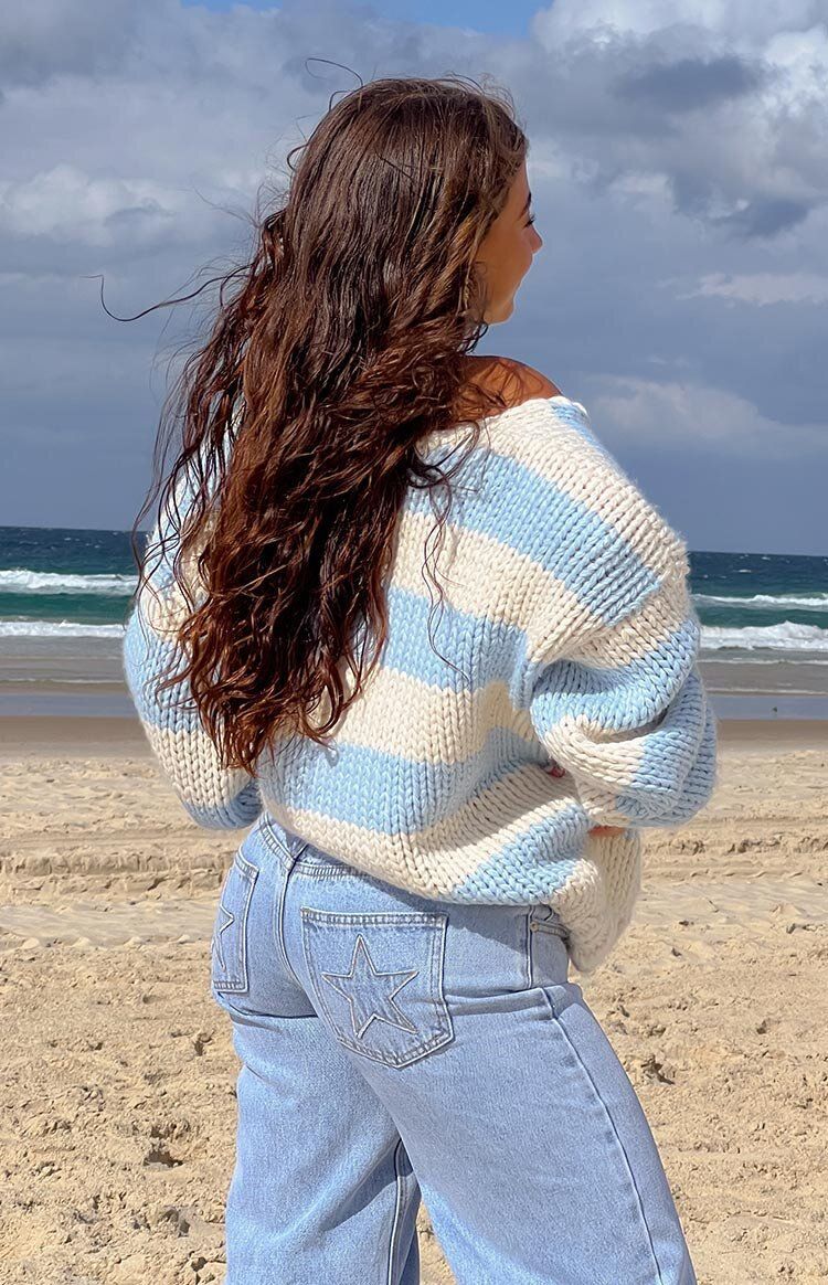 Oversized Dopamine Stripe Knit Sweater - Soft Fashion Drop Shoulder Top For Women, Sweet & Cozy Fall Winter Casual Wear_voghion.com