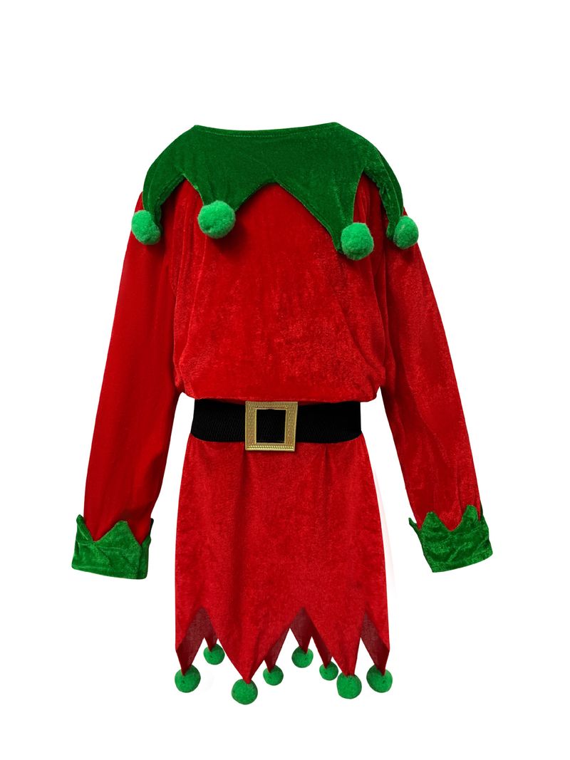 Disfraz de elfo navideño para niños: vestido de fantasía verde con sombrero, cinturón, cubrepiés y calcetines para actuaciones en el escenario y para combinar con toda la familia._voghion.com