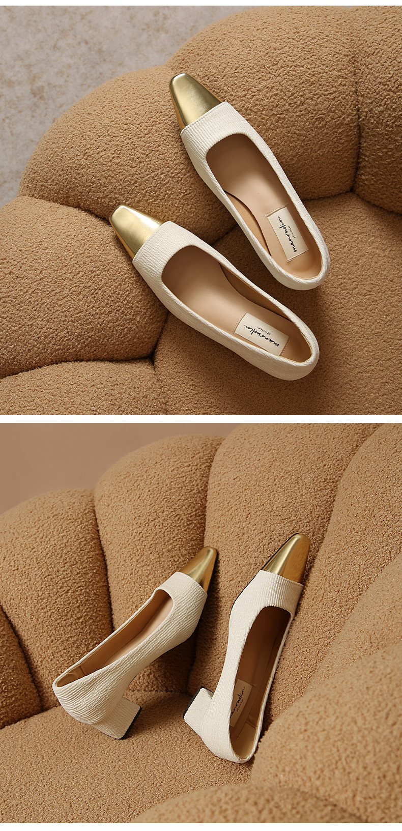 Scarpe singole con tacco spesso per donna 2024 nand autunno temperamento alla moda punta quadrata color block tacco medio basso comode scarpe da donna retrò_voghion.com