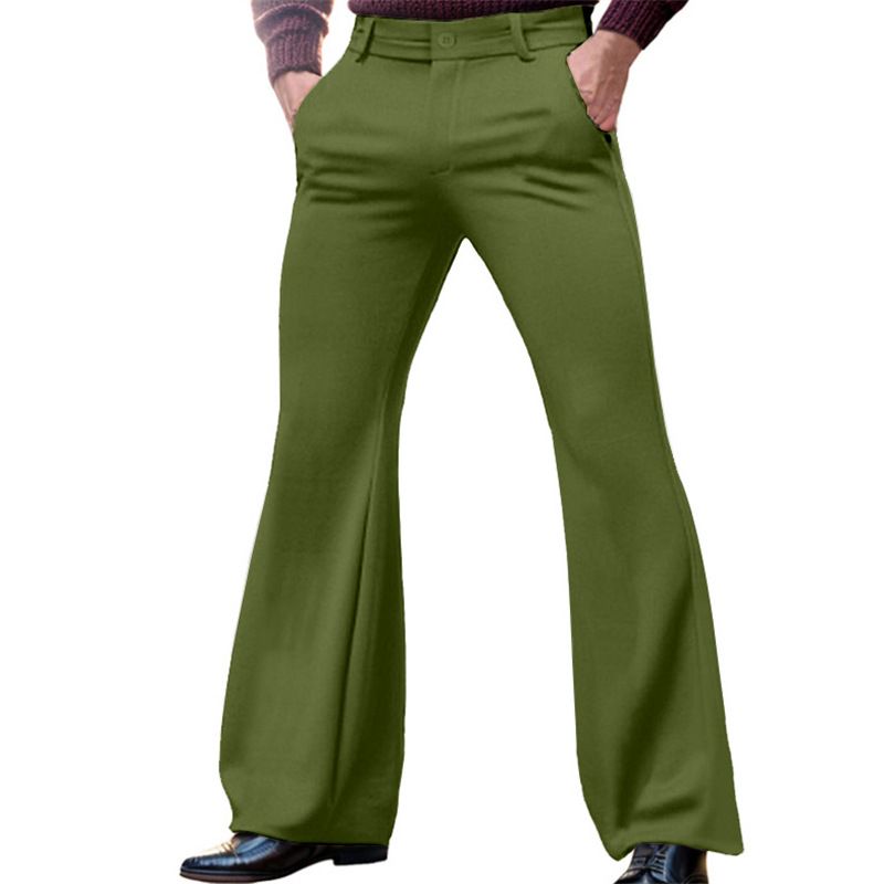 Men's Clothing Youth Formal Business Solid Color Elastic Slim Fit Flared Suit Pants_voghion.com