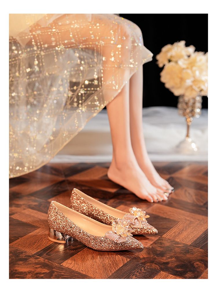 3333D-009 Scarpe da donna con tacco basso, punta a punta, glitterate, eleganti e comode, per feste di nozze_voghion.com