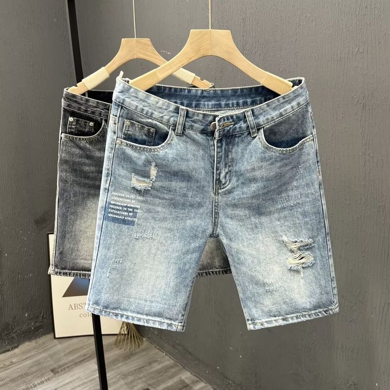 Herrenbekleidung 2024 High Street Denim Shorts Herrendesign Nischen-Sommer-Shorts Herren-Lockere mittellange Hose Einteiler Dropshipping_voghion.com