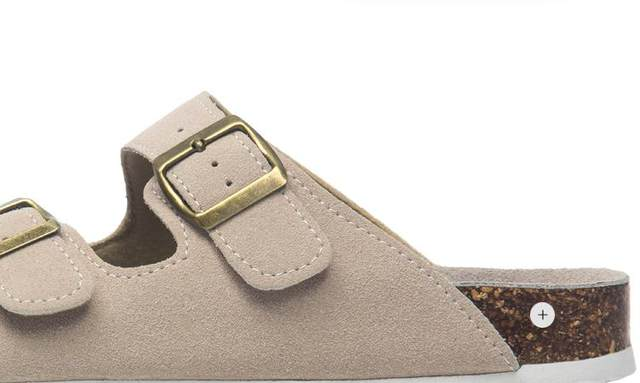 2023 nuove donne estive pantofola in sughero casual spiaggia doppia fibbia antiscivolo esterno in pelle nabuk slip on slides scarpa_voghion.com