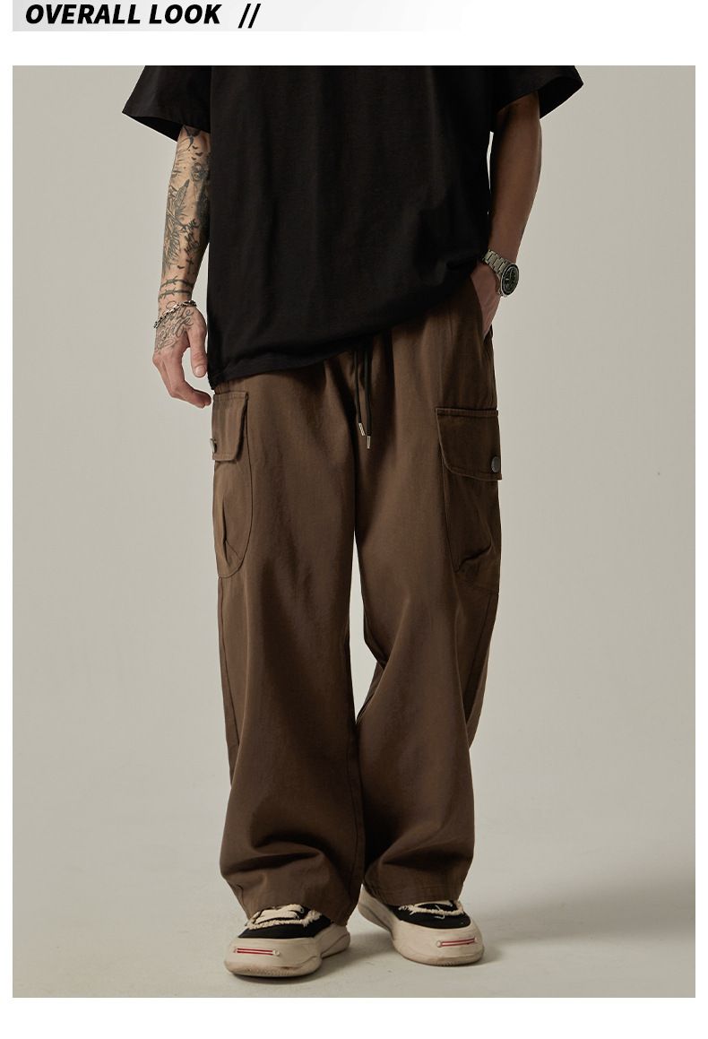 Herrenbekleidung Mode Overalls Trendy Loose Straight Wide Leg Casual Pants_voghion.com
