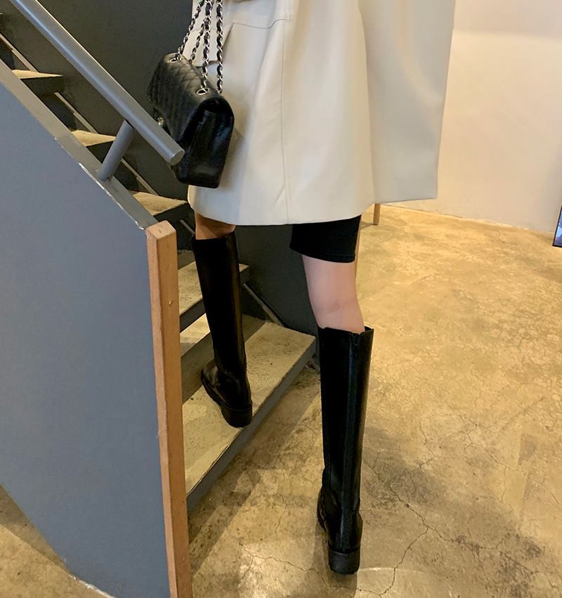 Cappotto lungo in pelle con colletto in pelle PU, personalità della moda da donna_voghion.com