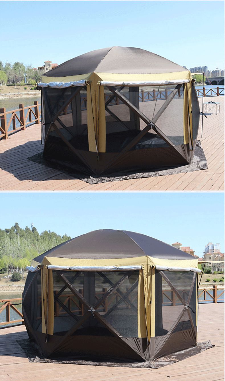 Copertină hexagonală, cort automat, rezistent la vânt și ploaie, plajă pentru nunți, camping cu iurtă, cort mare pentru exterior_voghion.com