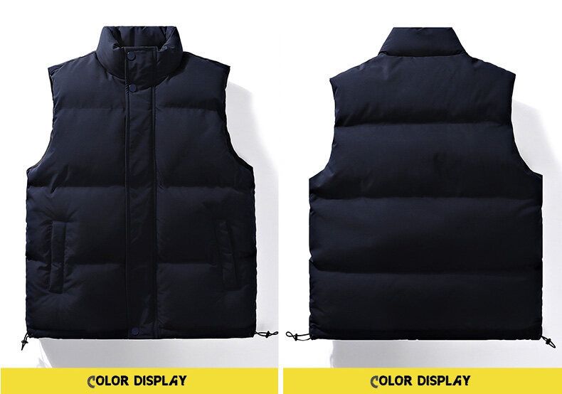 Winter standing collar trendy camisole, thickened warm vest, youth sports cotton jacket, men's_voghion.com