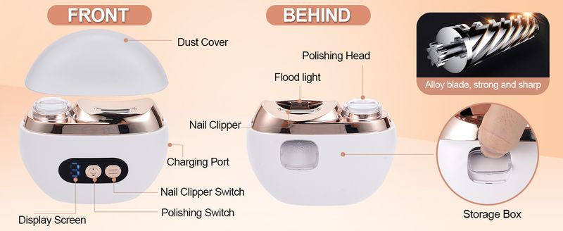 2-in-1-USB-Nageltrimmer – Polieren und Chip-Aufbewahrung mit LED_voghion.com