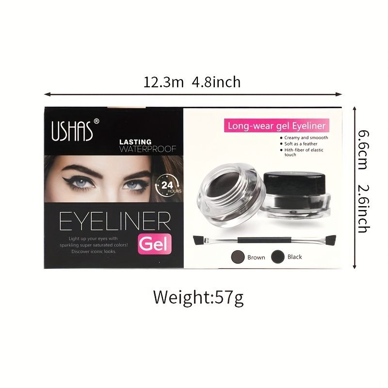 USHAS Schattenflasche mit Creme-Eyeliner-Pinsel, wasser- und schweißbeständiges Augen-Make-up_voghion.com