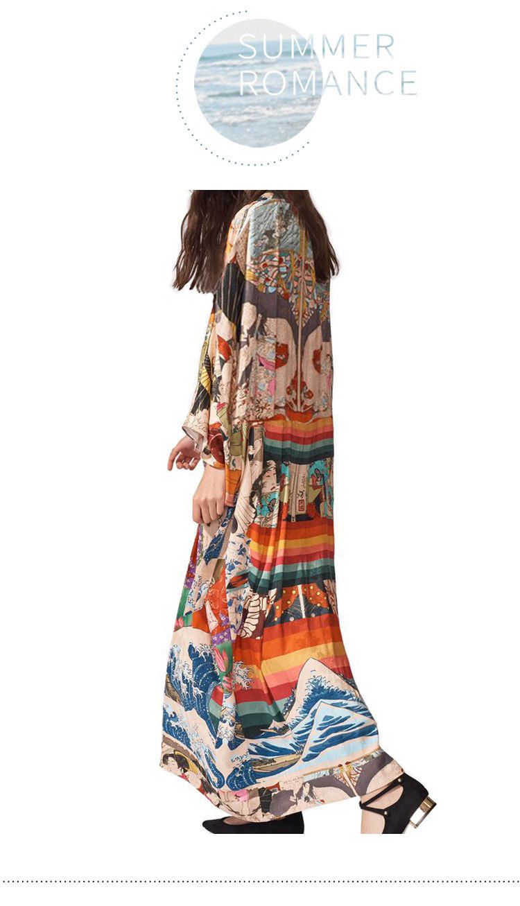 Vêtements pour femmes, léger, manches longues, plage, kimono, protection solaire, cardigan ouvert sur le devant, maillot de bain, enveloppant, coupe ample, essentiel pour l'été_voghion.com
