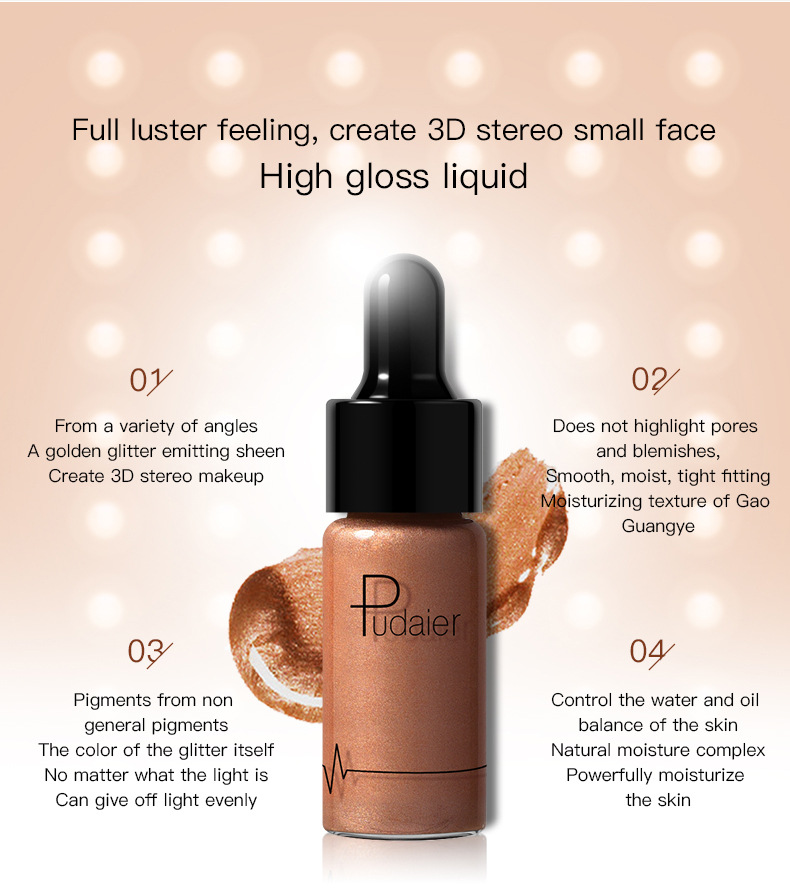 Pudaier Matte Highlighting Liquid Foundation Pearl Powder Basfärgkorrigering Foundation Liquid Brightening Hudton_voghion.com