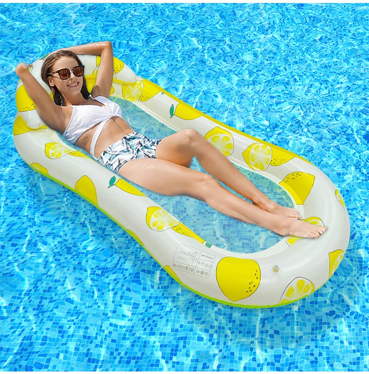 Lemon-Shaped Inflatable Lounge Chair - Breathable Mesh & Neck Support (Single Person Floating Chair Lightweight & Quick-Dry)_voghion.com