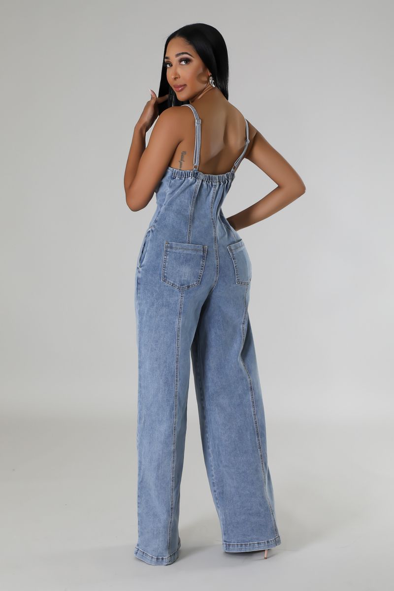 Damenbekleidung Denim Jumpsuit Weite Beinhose_voghion.com