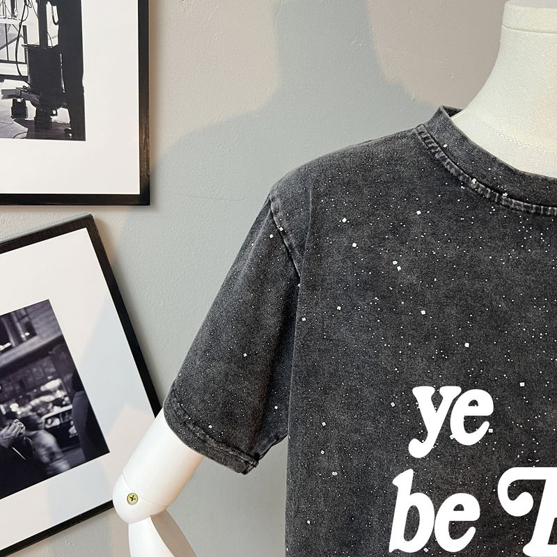 Maglietta corta da donna, stile vintage, con stella a forma di testa intera, in puro cotone lavato e rovinato, modello retrò, ampia e larga_voghion.com