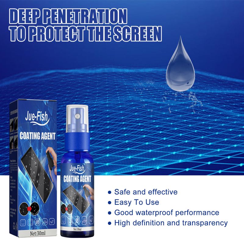 Jue-Fish Screen Coating Agent, Mobile Phone Screen Cleaner Anti-Scratch Anti-Fingerprint Glass Hydrophobic Oil Coating Solution_voghion.com