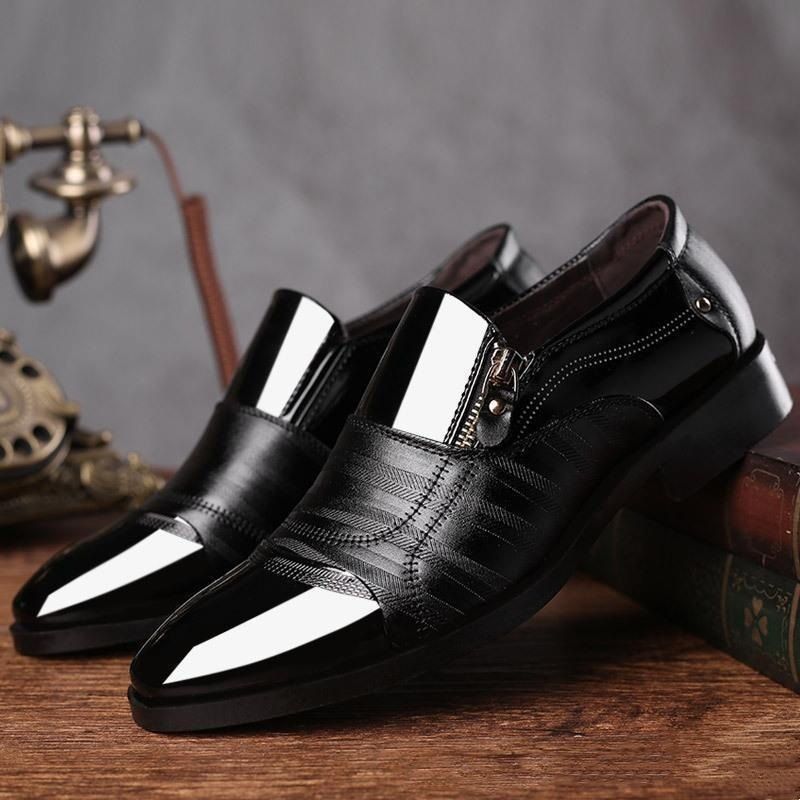 Zapatos de vestir de cuero para hombre Zapatos de hombre tallados a la moda_voghion.com
