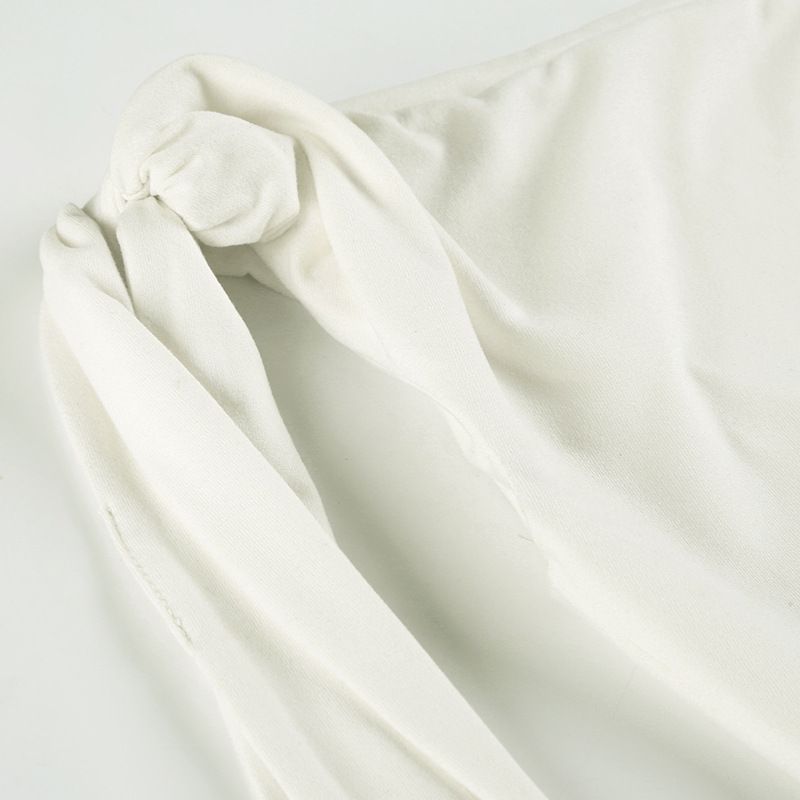 Abito da donna Fengins alla moda, tinta unita, con scollo obliquo, spalle scoperte, senza maniche e irregolare_voghion.com