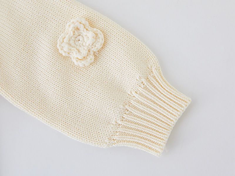 Frühling und Herbst Rundhals handgemachte Blume gestrickte Strickjacke langärmeligen Mantel für Baby Mädchen Pullover_voghion.com