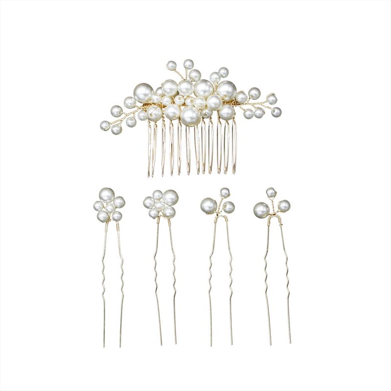 Fourche à cheveux rétro baroque en perles, grande épingle à cheveux de mariée, peigne à cheveux, bouchon de cheveux, coiffure de mariage au design européen, ensemble d'accessoires pour cheveux_voghion.com