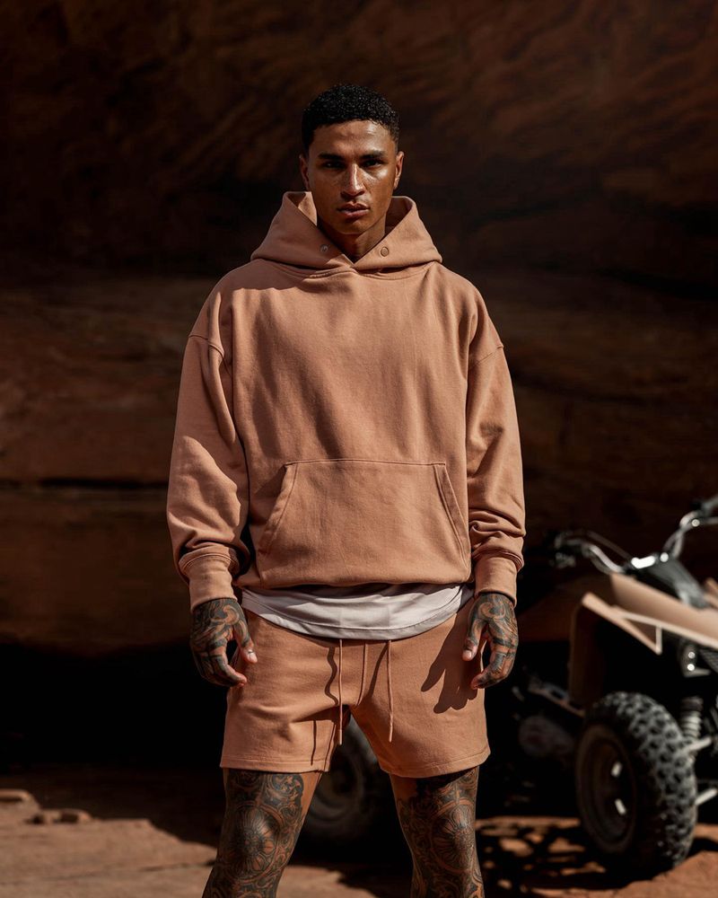 Schwerer Kapuzenpullover für Herren – Übergroße Passform, Design mit überschnittenen Schultern, Baumwollmischgewebe für Fitnessstudio, Laufen und Freizeit_voghion.com
