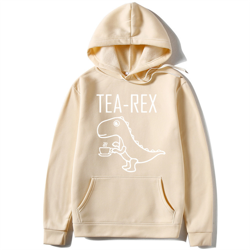 Nuovo simpatico dinosauro che beve caffè Maglioni da uomo e da donna con cappuccio di tendenza di strada_voghion.com