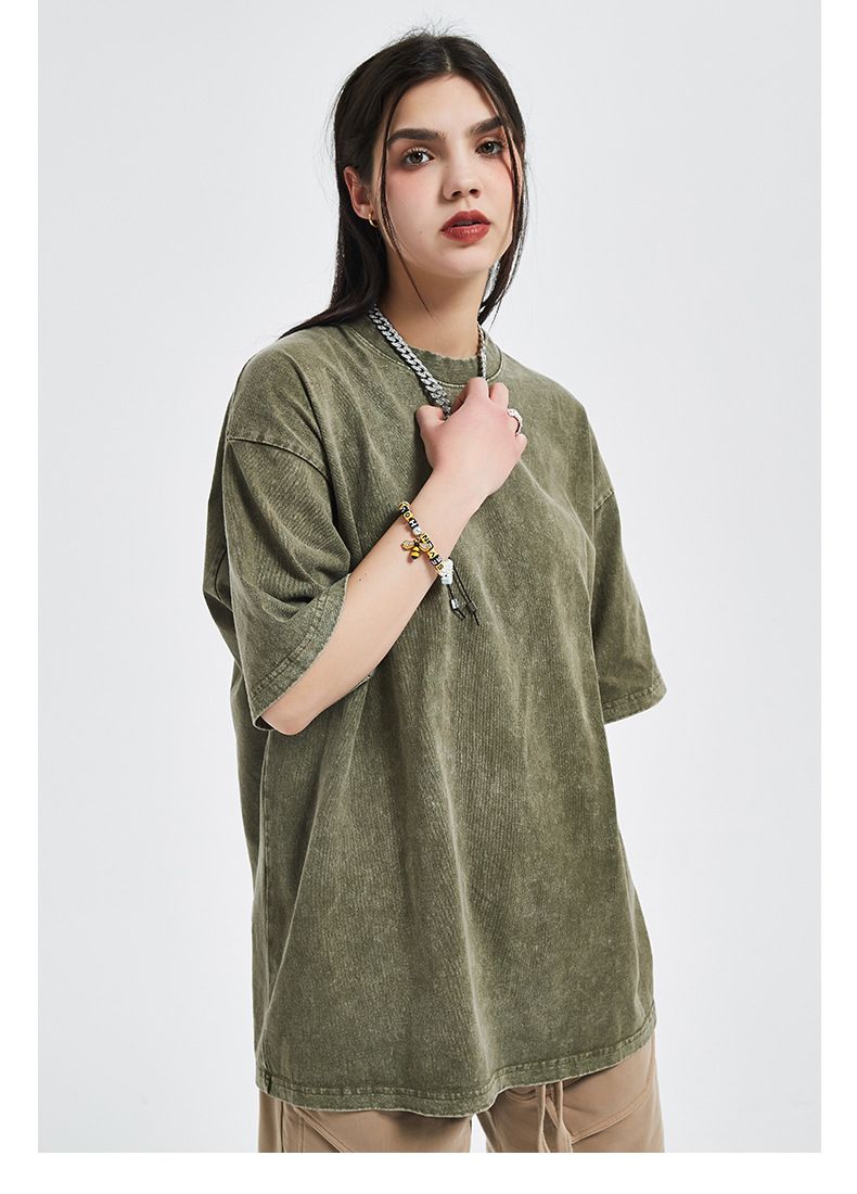 2025 Spring/Summer New Products: Stir fried Snowflake Wax Printing, Washed and Used Men's T-shirt, High Street Trendy_voghion.com