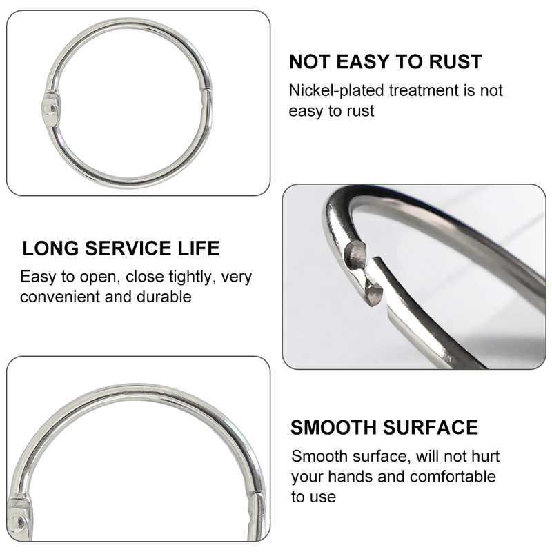 15/30pcs Metal Ring Binder Staple Book Binder Albums Loose-leaf Book Hoops Loose Leaf Ring Keychain Office Binding Supplies_voghion.com