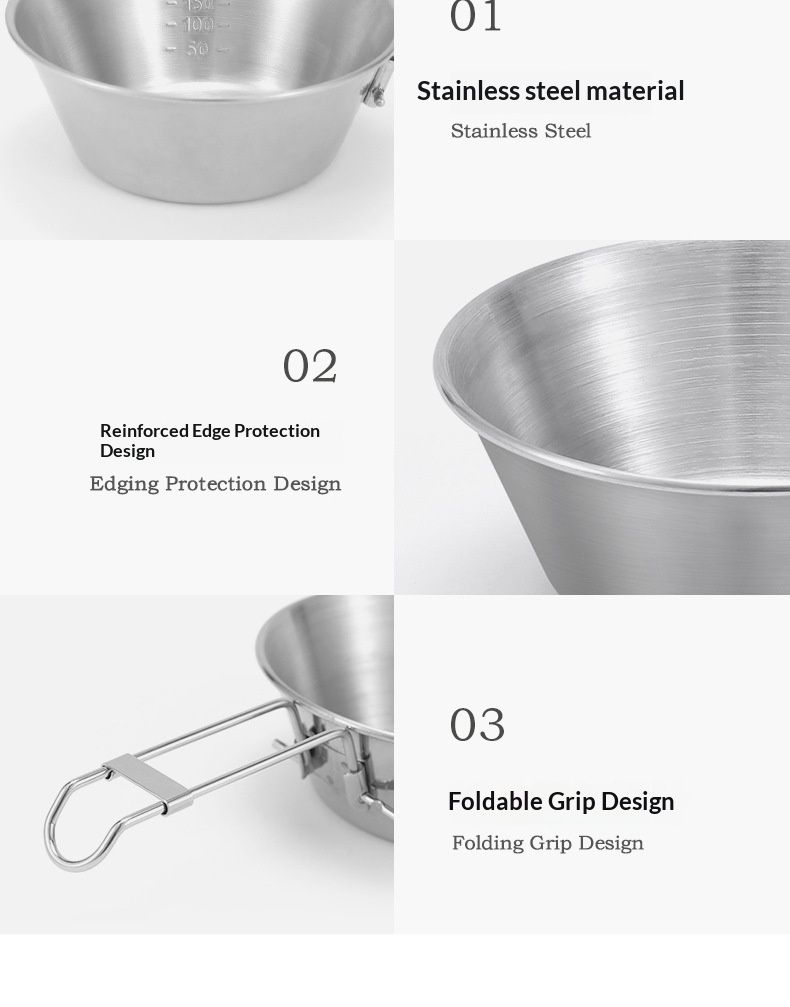 QFV50704555550<== Outdoor Stainless Steel Folding Camping Tableware Picnic Wide Mouth Tea Bowl Hiking Water Sierra Cup_voghion.com